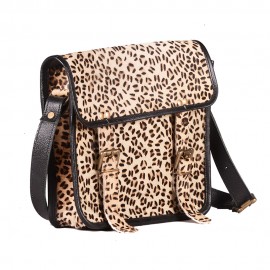 WOAVIN LEATHER BAG W/HAIR ANIMAL PRINT