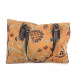 WOAVIN HAND EMBROIDERED BAG W/LEATHER TRIMMING 