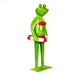 WOAVIN IRON PAINTED FEMALE FROG WITH TYRE