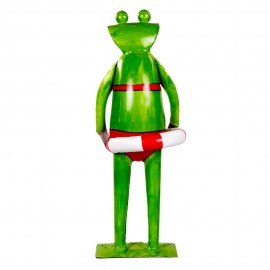 WOAVIN IRON PAINTED FEMALE FROG WITH TYRE
