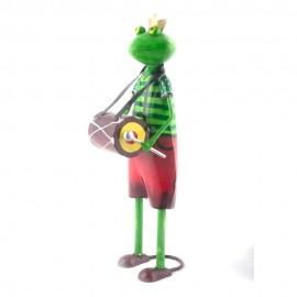 WOAVIN FROG MUSICIAN W/DRUM IRON PAINTED