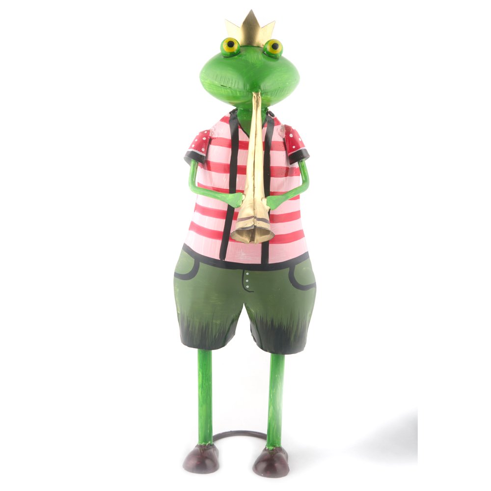 WOAVIN FROG MUSICIAN W/TRUMPET IRON PAINTED