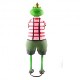 WOAVIN FROG MUSICIAN W/TRUMPET IRON PAINTED
