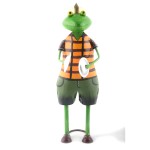 WOAVIN FROG MUSICIAN W/CYMBAL IRON PAINTED