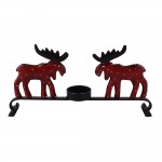 WOAVIN IRON PAINTED 2 MOOSE CANDLE STAND