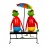 WOAVIN IRON PAINTED FROG COUPLE SITTING ON THE BENCH