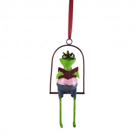 WOAVIN IRON PAINTED FROG WITH READING BOOK