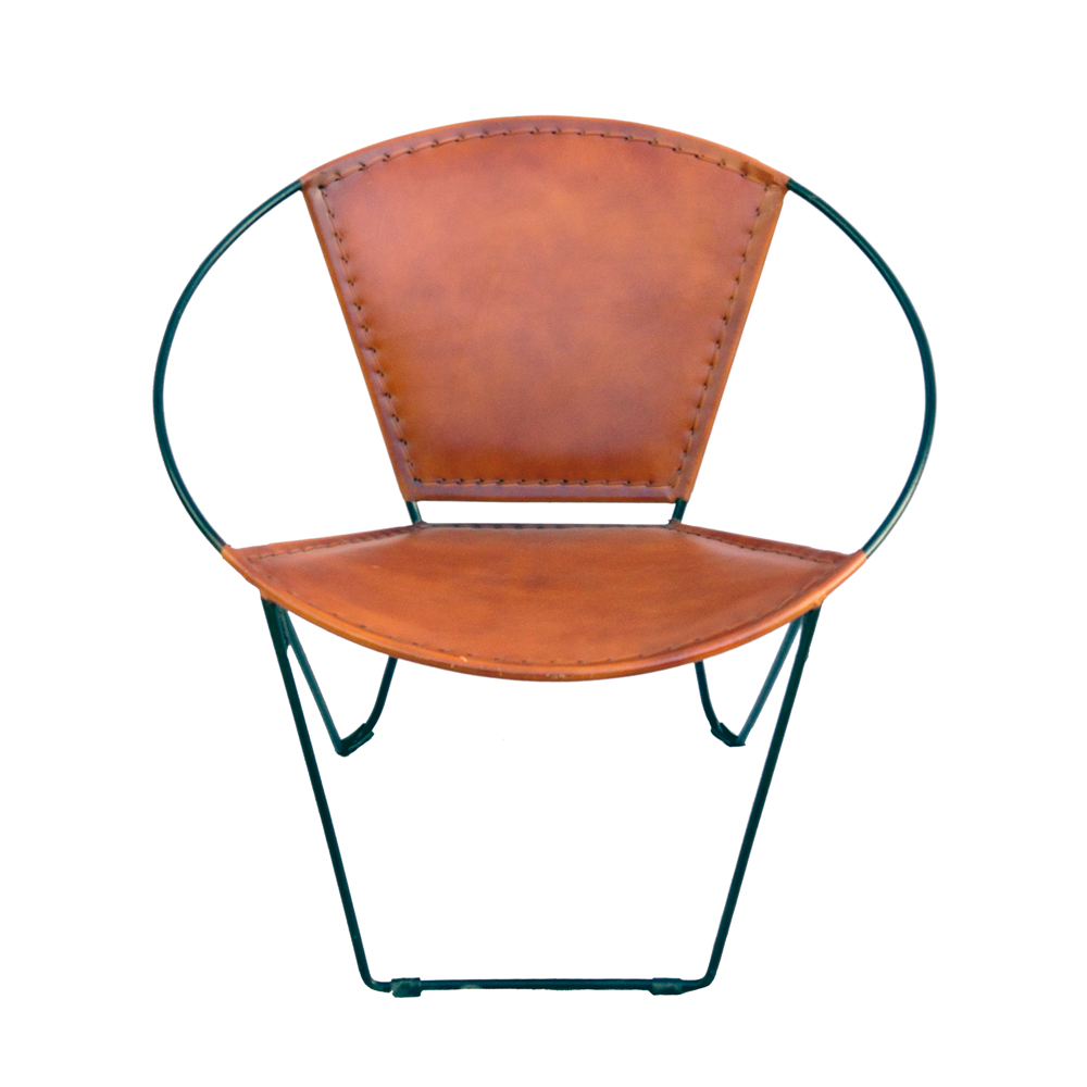 WOAVIN IRON LEATHER HOOP CHAIR