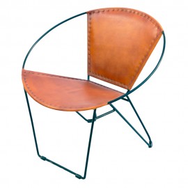 WOAVIN IRON LEATHER HOOP CHAIR