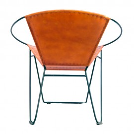 WOAVIN IRON LEATHER HOOP CHAIR
