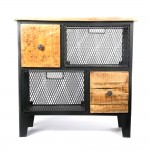 WOAVIN INDUSTRIAL 2 WOODEN DRAWER CHEST WITH 2 MS BASKET