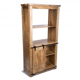 WOAVIN INDUSTRIAL BOOK SHELVE MANGO WOOD WITH BARN DOOR