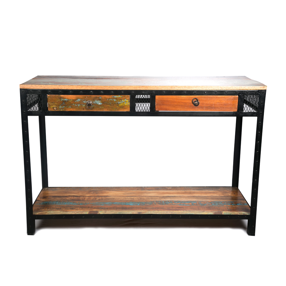 WOAVIN INDUSTRIAL CONSOLE TABLE MS PC RECLAIMED WOODEN