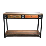 WOAVIN INDUSTRIAL CONSOLE TABLE MS PC RECLAIMED WOODEN