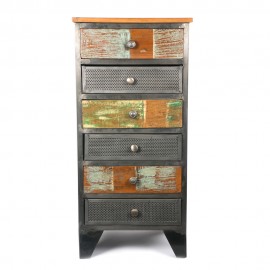 WOAVIN INDUSTRIAL 6 DRAWER CHEST MS METALIC RECLAIMED WOOD