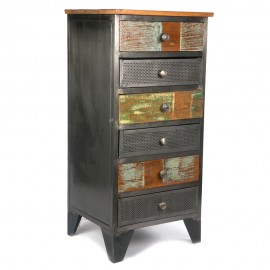 WOAVIN INDUSTRIAL 6 DRAWER CHEST MS METALIC RECLAIMED WOOD