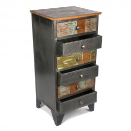WOAVIN INDUSTRIAL 6 DRAWER CHEST MS METALIC RECLAIMED WOOD