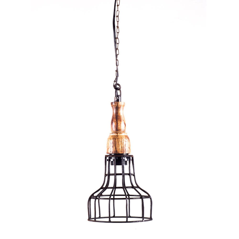 WOAVIN CAGE WOODEN METAL INDUSTRIAL PENDANT LAMP