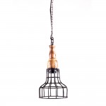WOAVIN CAGE WOODEN METAL INDUSTRIAL PENDANT LAMP