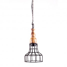 WOAVIN CAGE WOODEN METAL INDUSTRIAL PENDANT LAMP